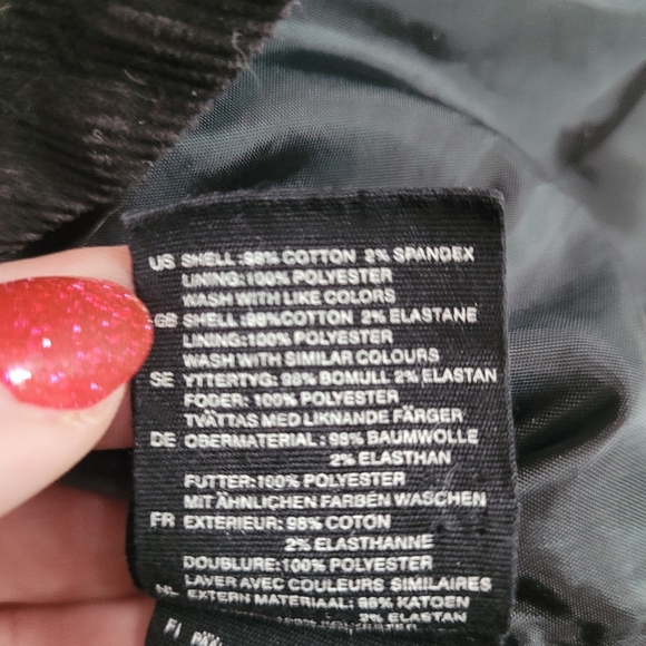 H&M Black Corduroy 2 Button Career Work Office Blazer Women's Size 8 - Picture 9 of 13